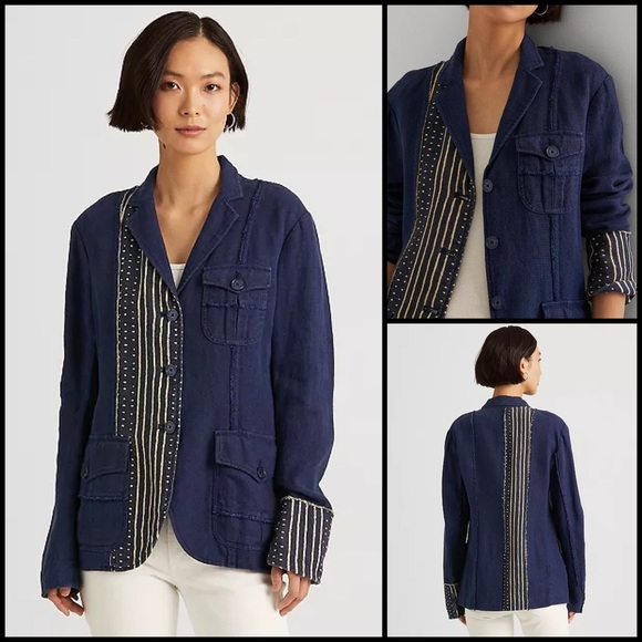 Lauren Ralph Lauren Jackets & Blazers - Lauren Ralph Lauren Artistic Printed Patchwork Linen Blazer Size 18W